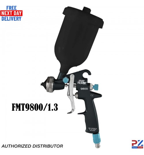 FMT HVLP Gravity Spray Gun 1.3mm Aircap – 600ml Black Pot for UV Curing Paint